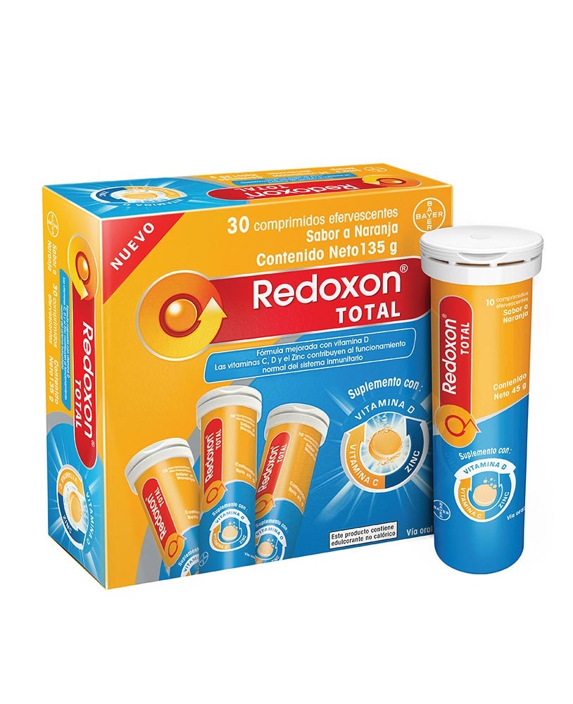 REDOXON TOTAL - Comprimidos efervescentes sabor NARANJA - Tubos x 10 comprimidos - caja x 3 tubos - 135 g