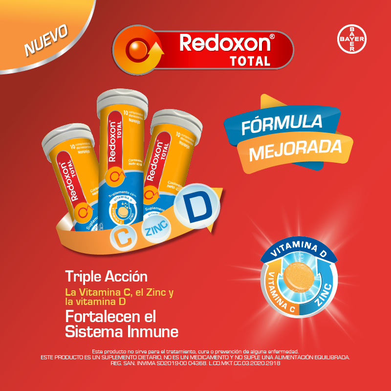 REDOXON TOTAL - Comprimidos efervescentes sabor NARANJA - Tubos x 10 comprimidos - caja x 3 tubos - 135 g