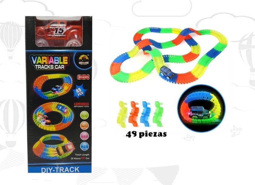 PISTA CARRO - Pista fluorescente con carro VARIABLE TRACK CAR x 49 PCS