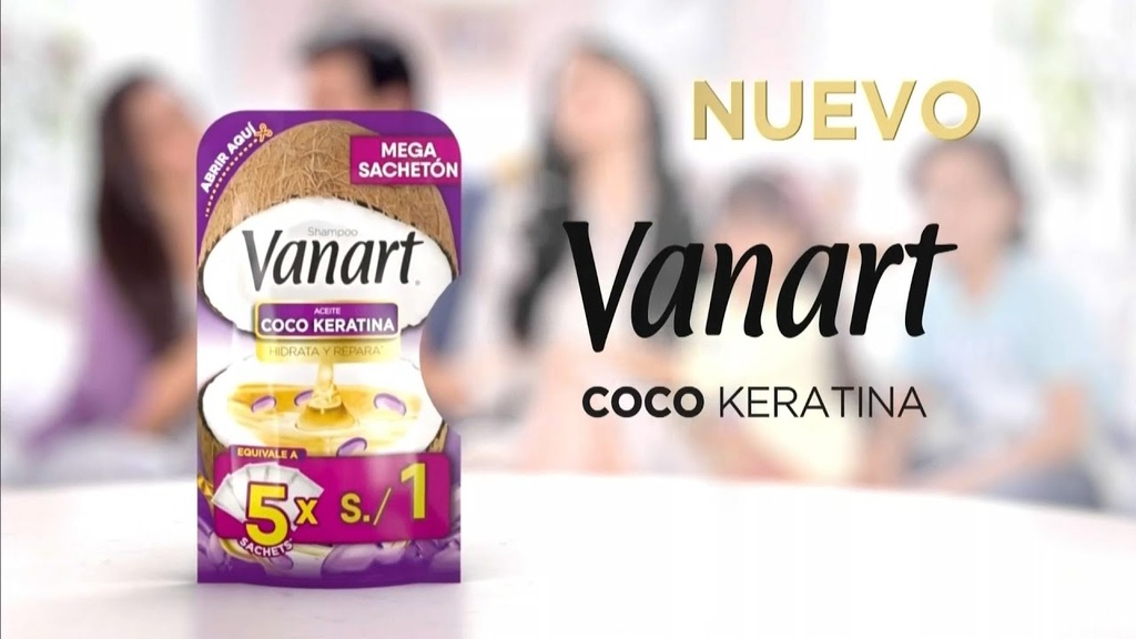 VANART - Mega sacheton shampoo ACEITE COCO KERATINA - HIDRATA Y REPARA x 50 mL