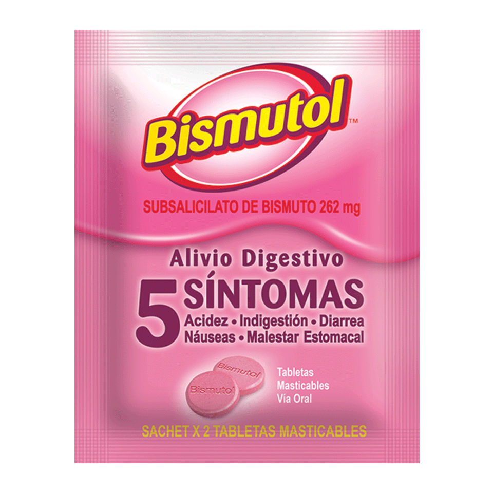 BISMUTOL - Tab mast. caja x 160 (80 sobres x 2 c/u) - 262 mg