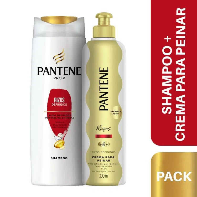 SUPER OFERTA PANTENE - Shampoo PRO - V RIZOS DEFINIFOS x 400 mL + Crema para peinar PANTENE - RIZOS DEFINIDOS x 300 mL