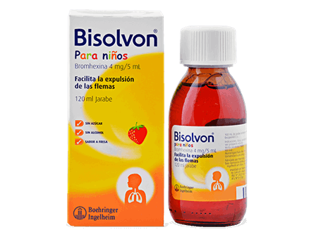 BISOLVON PARA NINOS - Jar. oral x 120 mL - SABOR A FRESA - 4 mg / 5 mL