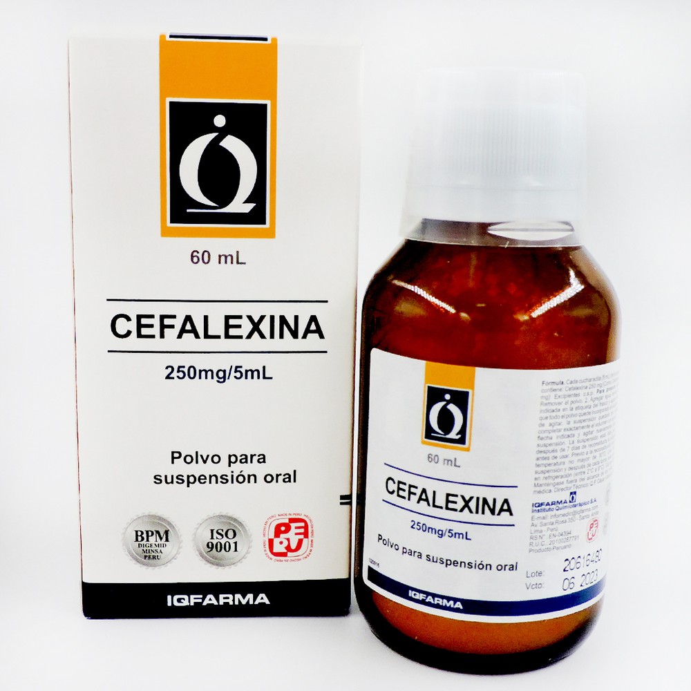 CEFALEXINA IQFARMA - Polvo para suspension oral x 60 mL - 250 mg / 5 mL