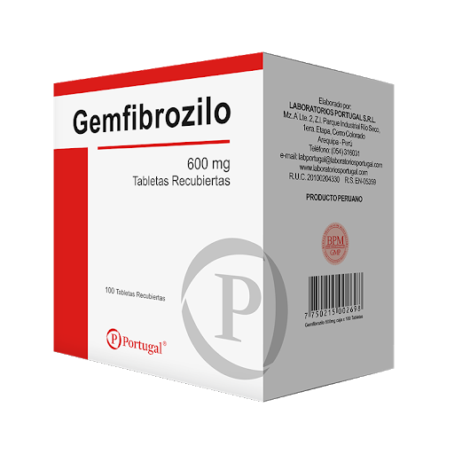 GEMFIBROZILO - Tabletas recubiertas caja x 100  - 600 mg