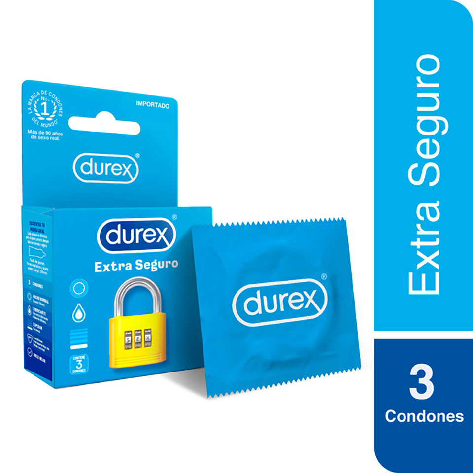 DUREX - Condones de latex lubricados x 3 unidades