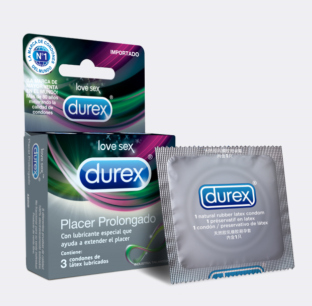 DUREX - Condones de latex lubricados x 3 unidades