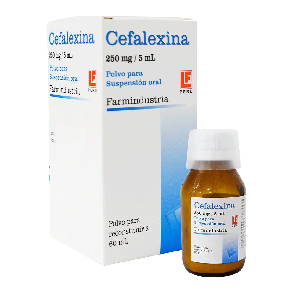 CEFALEXINA FARMINDUSTRIA - Polv. Susp. Oral Fco. x 60 mL - 250 mg / 5 mL