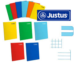 CUADERNO A4 - Cuaderno A4 JUSTUS engrapado - colores enteros surtidos - con stickers x 80 hojas