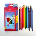 COLORES LARGOS x 12 - Colores largos triangulares FABER CASTELL  x 12