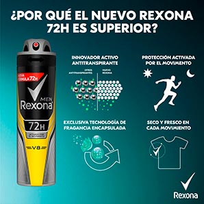 REXONA MEN - Antitranspirante Aerosol - V8 72H x 90 g / 150 mL