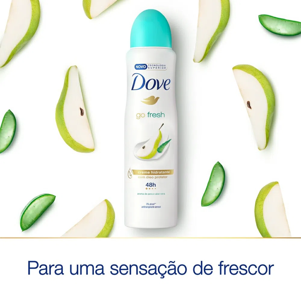 DOVE GO FRESH - Aerosol antitranspirante - 1/4 CREMA HUMECTANTE 48H - CON OLEO PROTECTOR - AROMA DE PERA Y ALOE VERA x 87 g / 150 mL