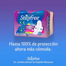 STAYFREE - Toallas femeninas STAYFREE - ADAPT PLUS - NOCHE Y DIA - TELA SUAVE con alas x 8