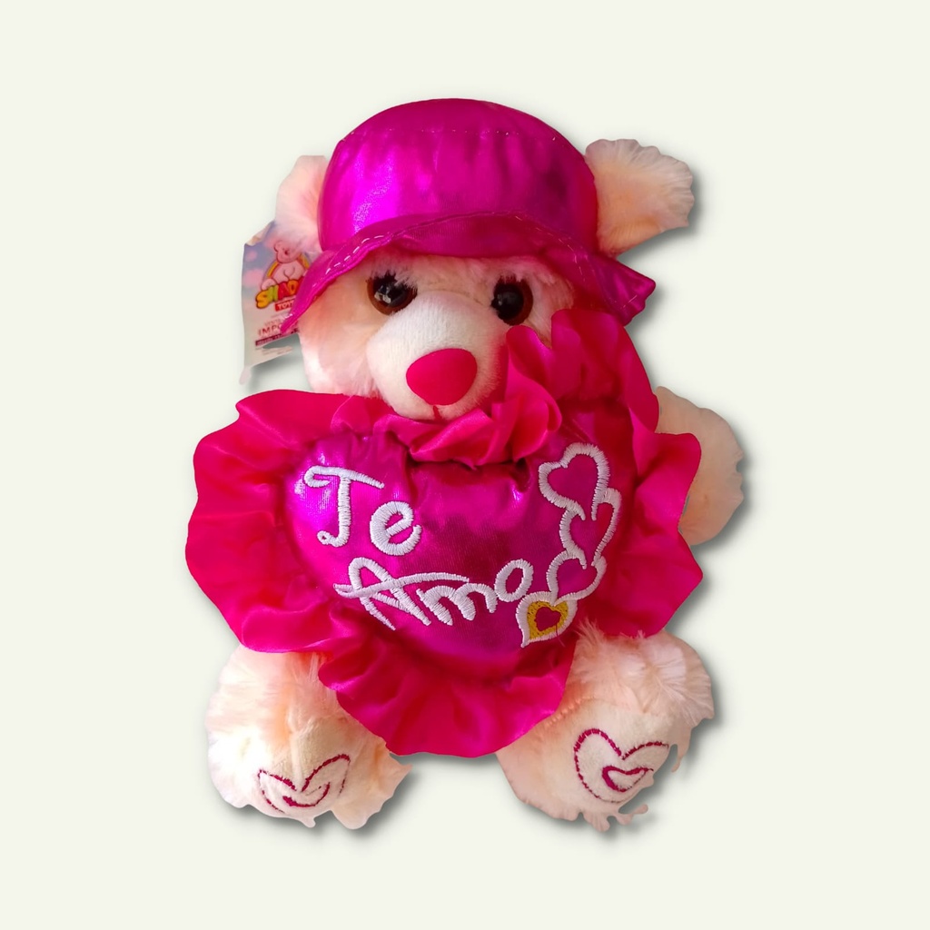 PELUCHE ANIMALES - Peluche de oso con corazon MUSICAL CON LUCES