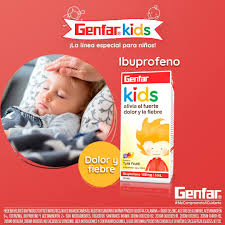 IBUPROFENO GENFAR KIDS - Suspension oral PEDIATRICA SABOR A TUTTI FRUTTI x 120 mL - 100 mg / 5 mL