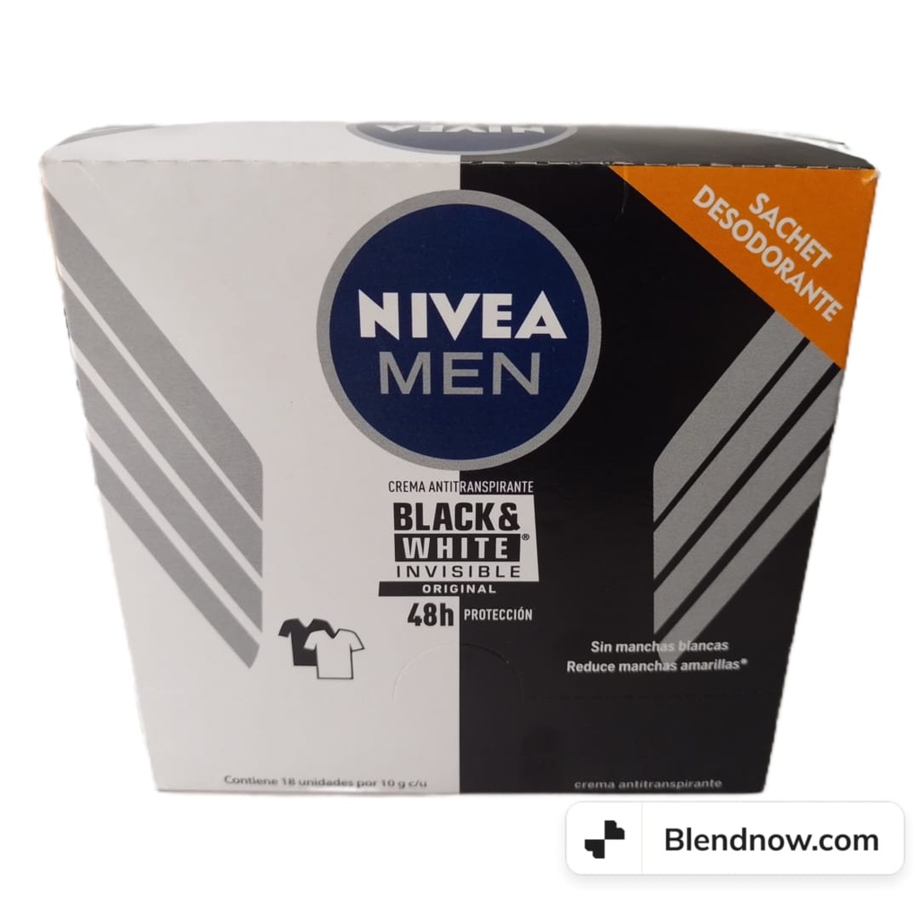 NIVEA MEN - Crema antitranspirante BLACK &amp; WHITE - INVISIBLE ORIGINAL 48H x 10 g