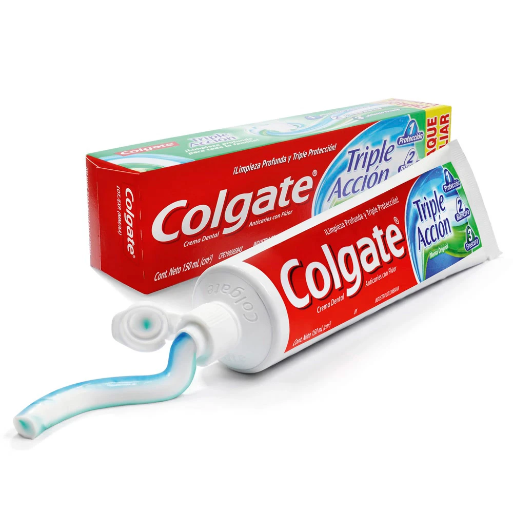 COLGATE TRIPLE ACCION - Crema dental Anticaries con fluor - EMPAQUE FAMILIAR - 150 mL