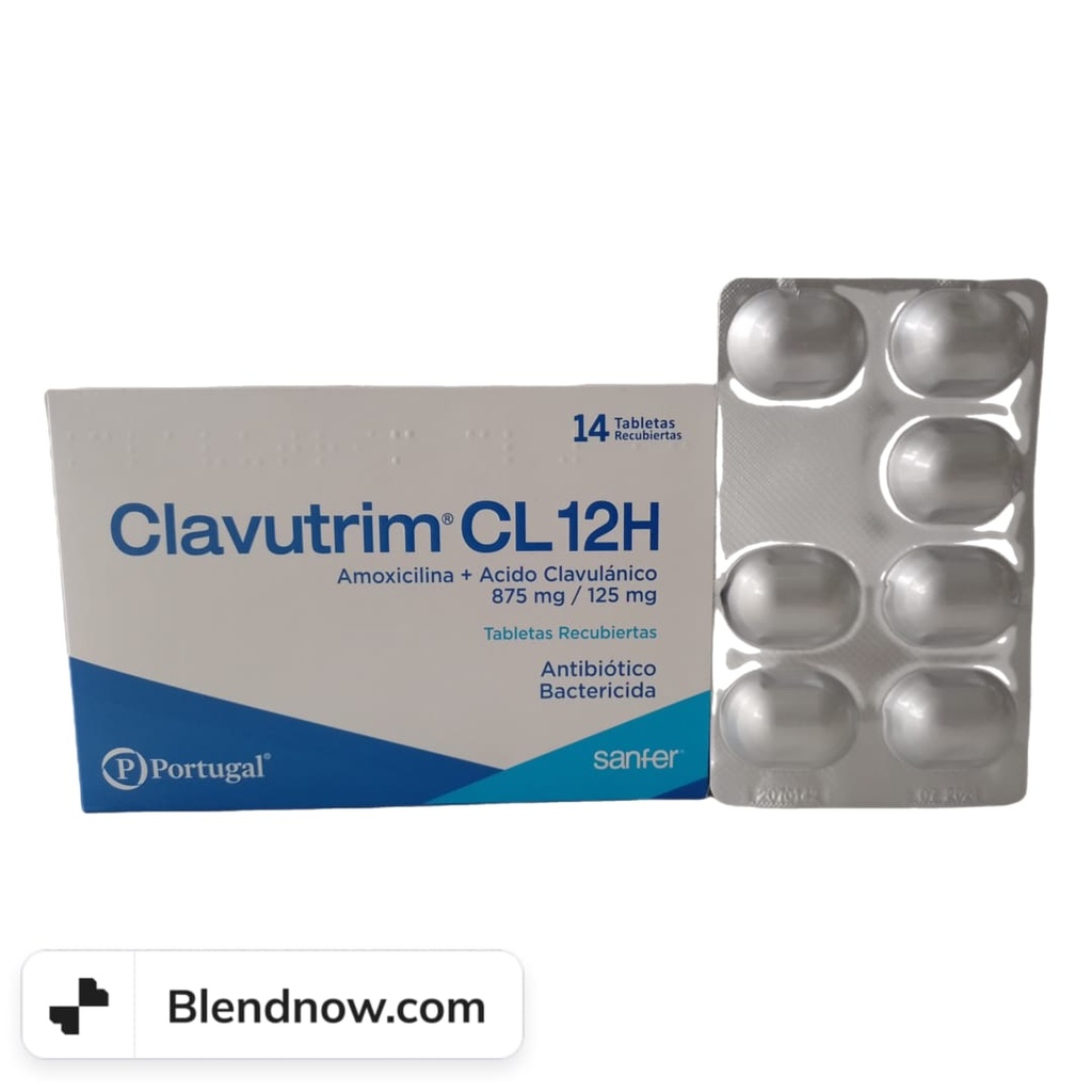 CLAVUTRIM CL 12H - Tabletas recubiertas caja x 14 - 875 mg + 125 mg