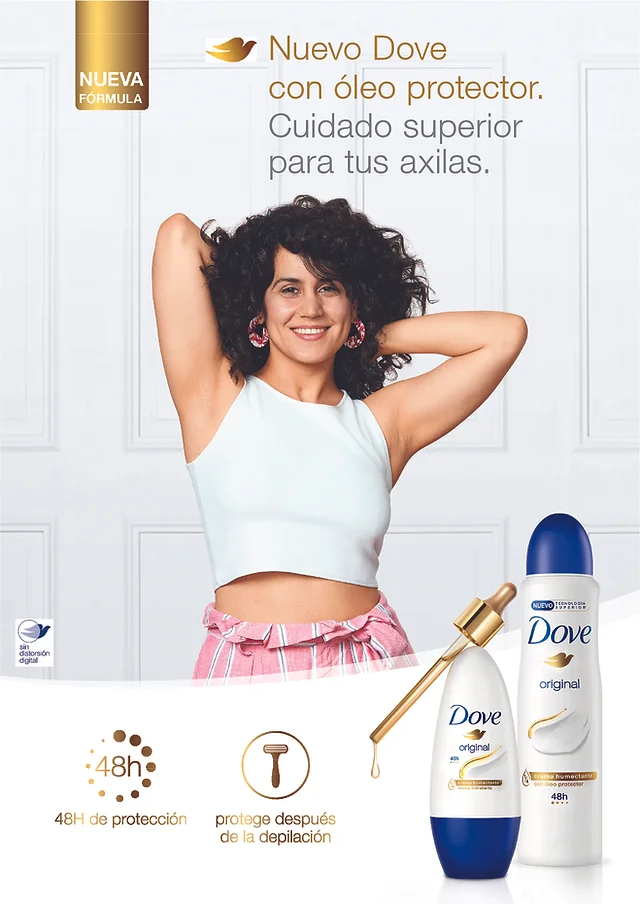 DOVE ORIGINAL - Aerosol antitranspirante - 1/4 CREMA HUMECTANTE CON OLEO PROTECTOR 48H x 87 g / 150 mL