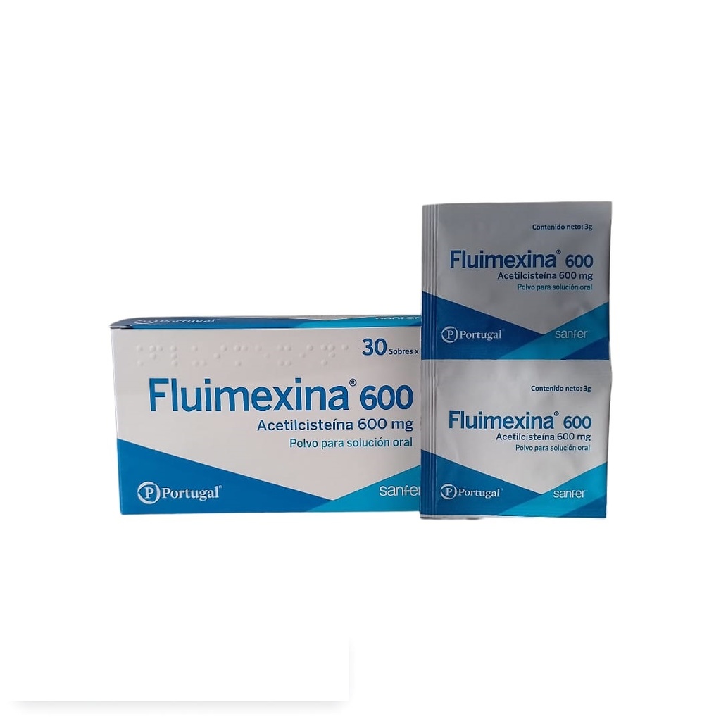 FLUIMEXINA 600 - Polvo para solucion oral caja x 30 sobres x 3 g - 600 mg