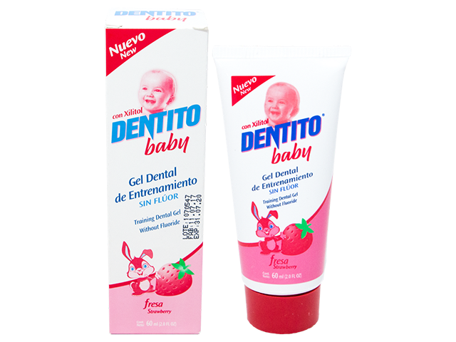 DENTITO BABY - Gel dental de entrenamiento sin fluor FRESA STRAWBERRY 60 mL