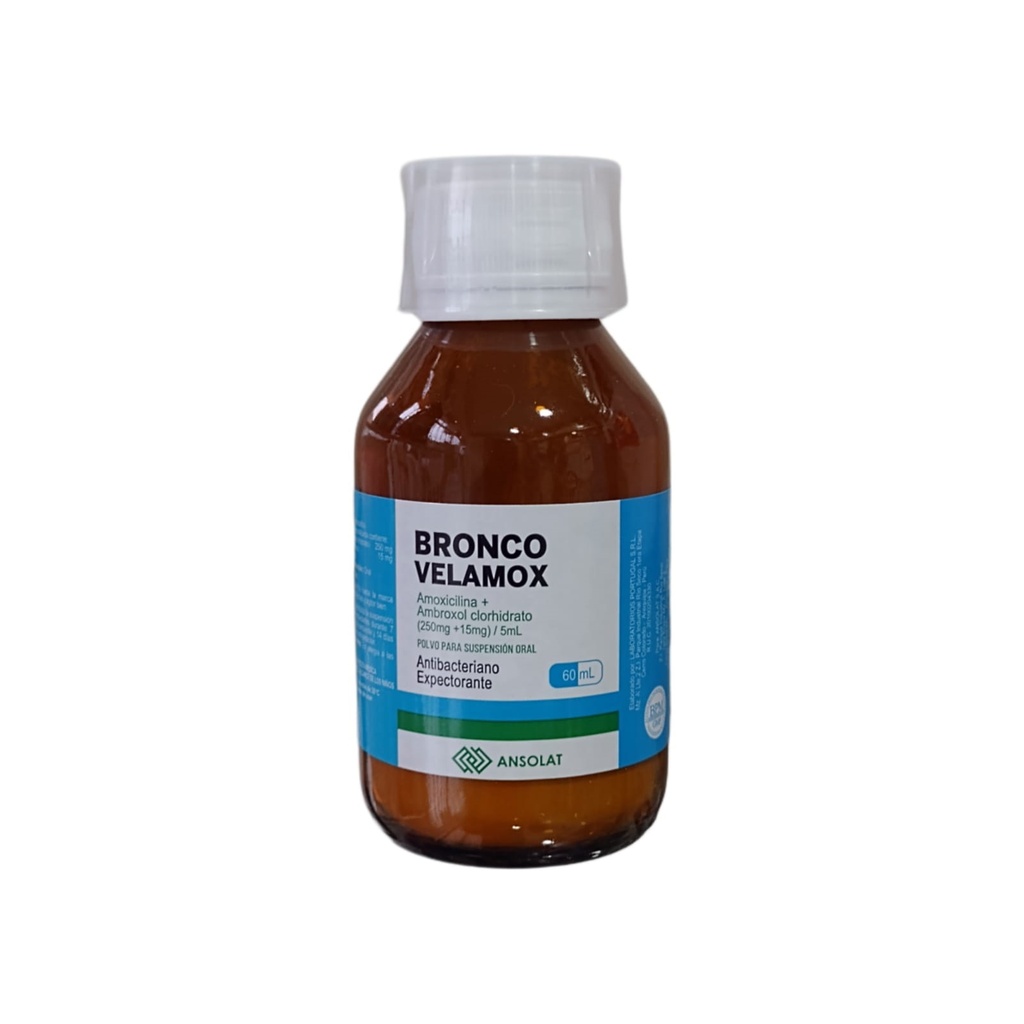 BRONCO VELAMOX - Polvo para suspension oral x 60 mL - 250 mg + 15 mg / 5 mL