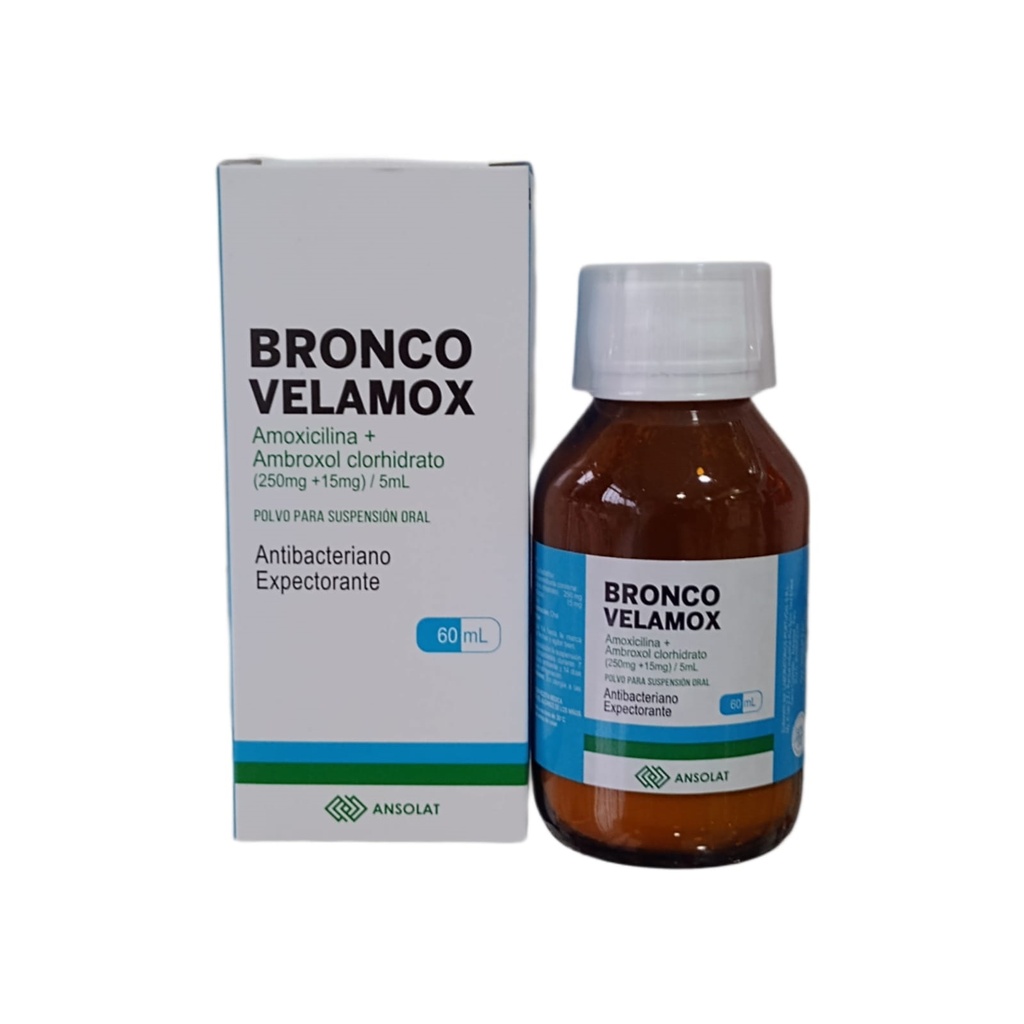BRONCO VELAMOX - Polvo para suspension oral x 60 mL - 250 mg + 15 mg / 5 mL