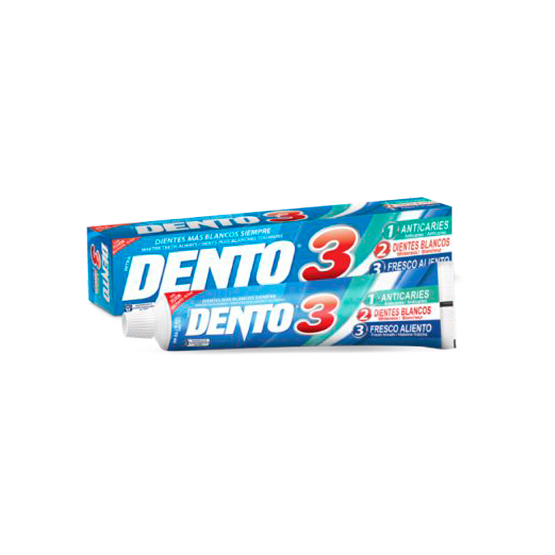 DENTO 3 - Pasta dental con fluor Anticaries Antisarro 75 mL - 102 g