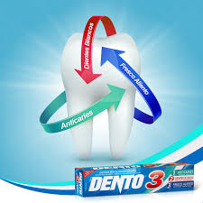 DENTO 3 - Pasta dental con fluor Anticaries Antisarro 75 mL - 102 g