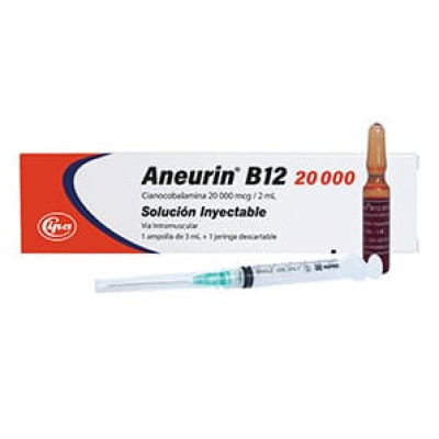 ANEURIN B12 20 000 - Solucion inyectable ampolla via I.M. x 3 mL + 1 jeringa descartable