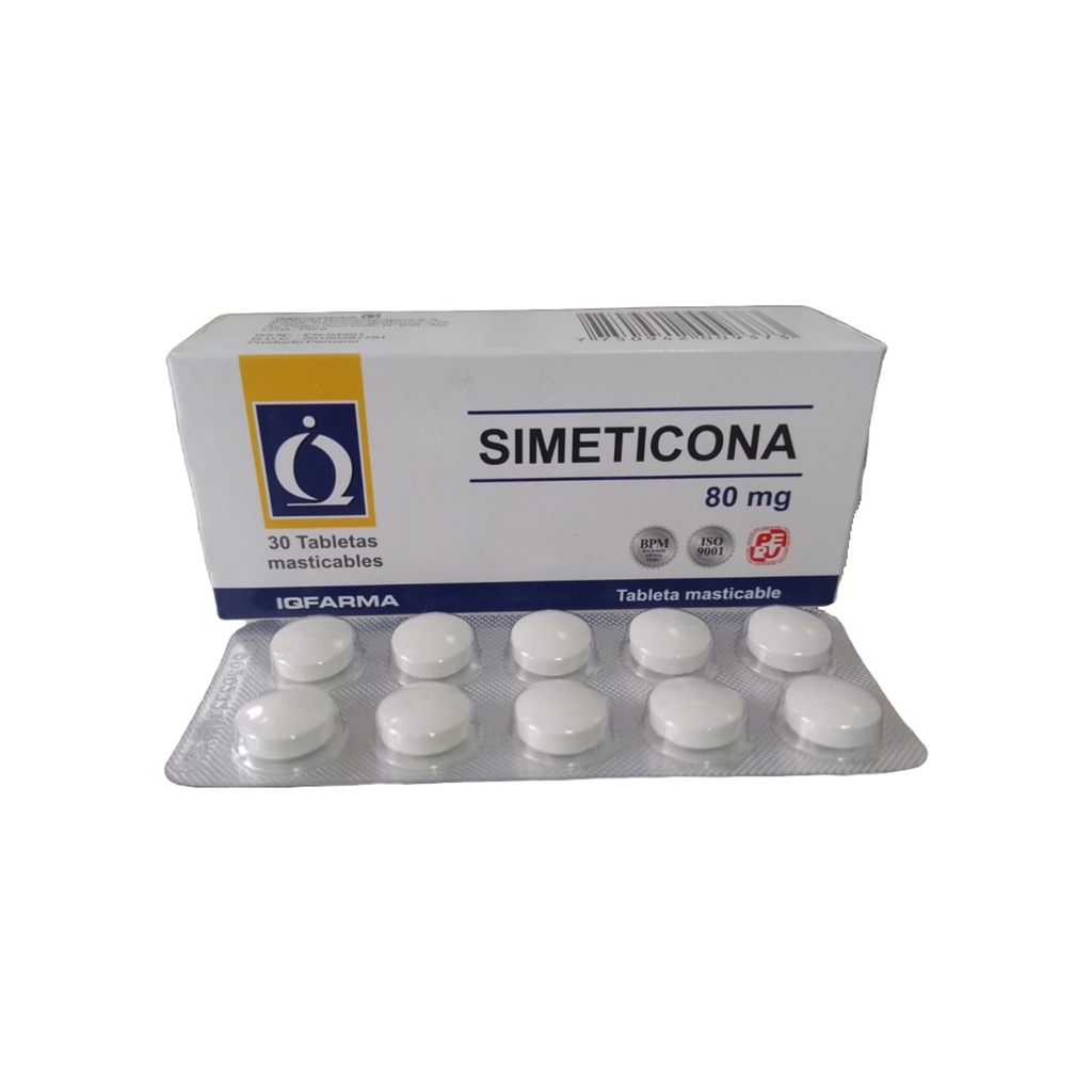 SIMETICONA IQFARMA - Tabletas masticables caja x 30 - 80 mg