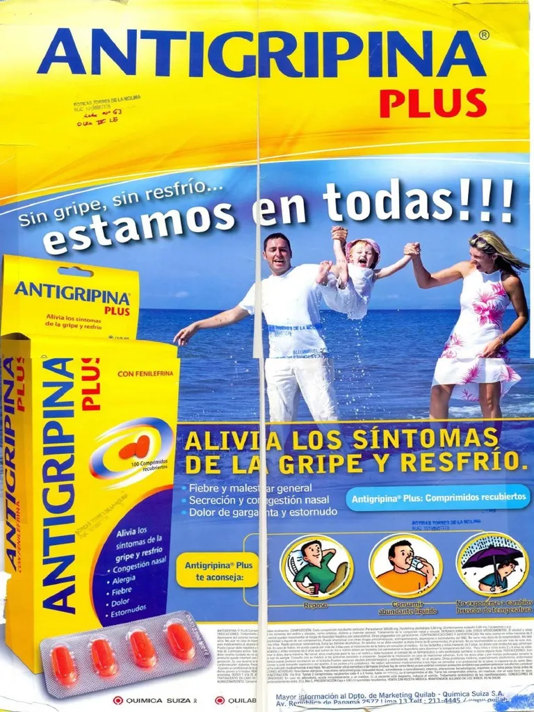ANTIGRIPINA PLUS - Comprimidos recubiertos caja x 100 - 500 mg + 5 mg + 2 mg