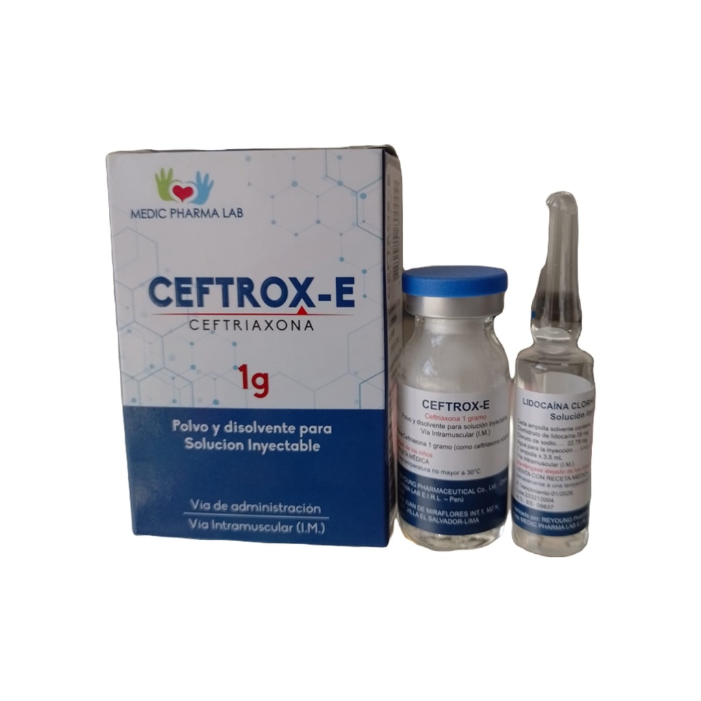 CEFTROX-E - Solucion inyectable ampolla - polvo + disolvente via I.M. - 1 g