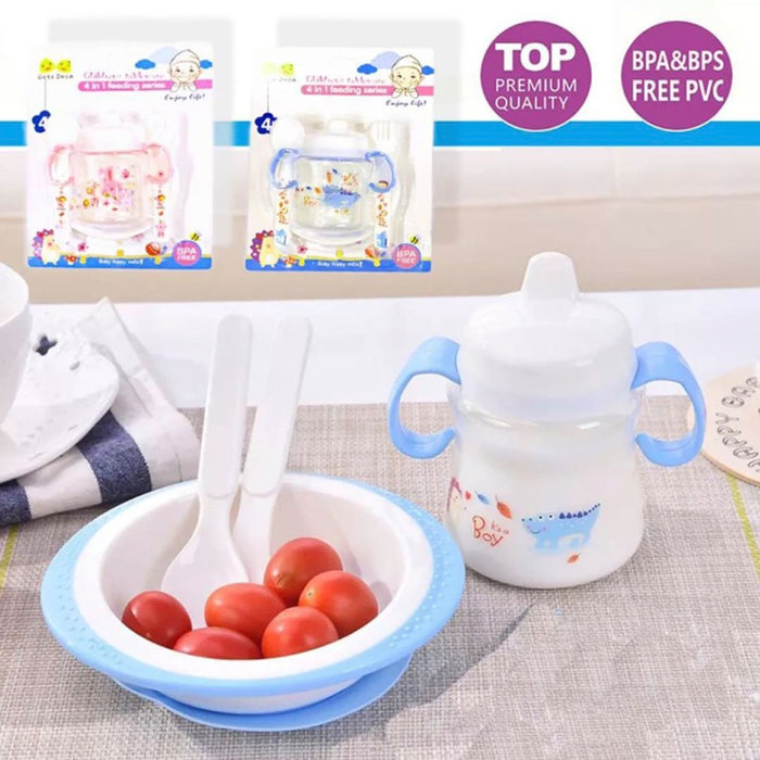 CHILDRENS TABLEWARE - Set de comida para bebe - CUBIERTOS + PLATO + BIBERON en mica