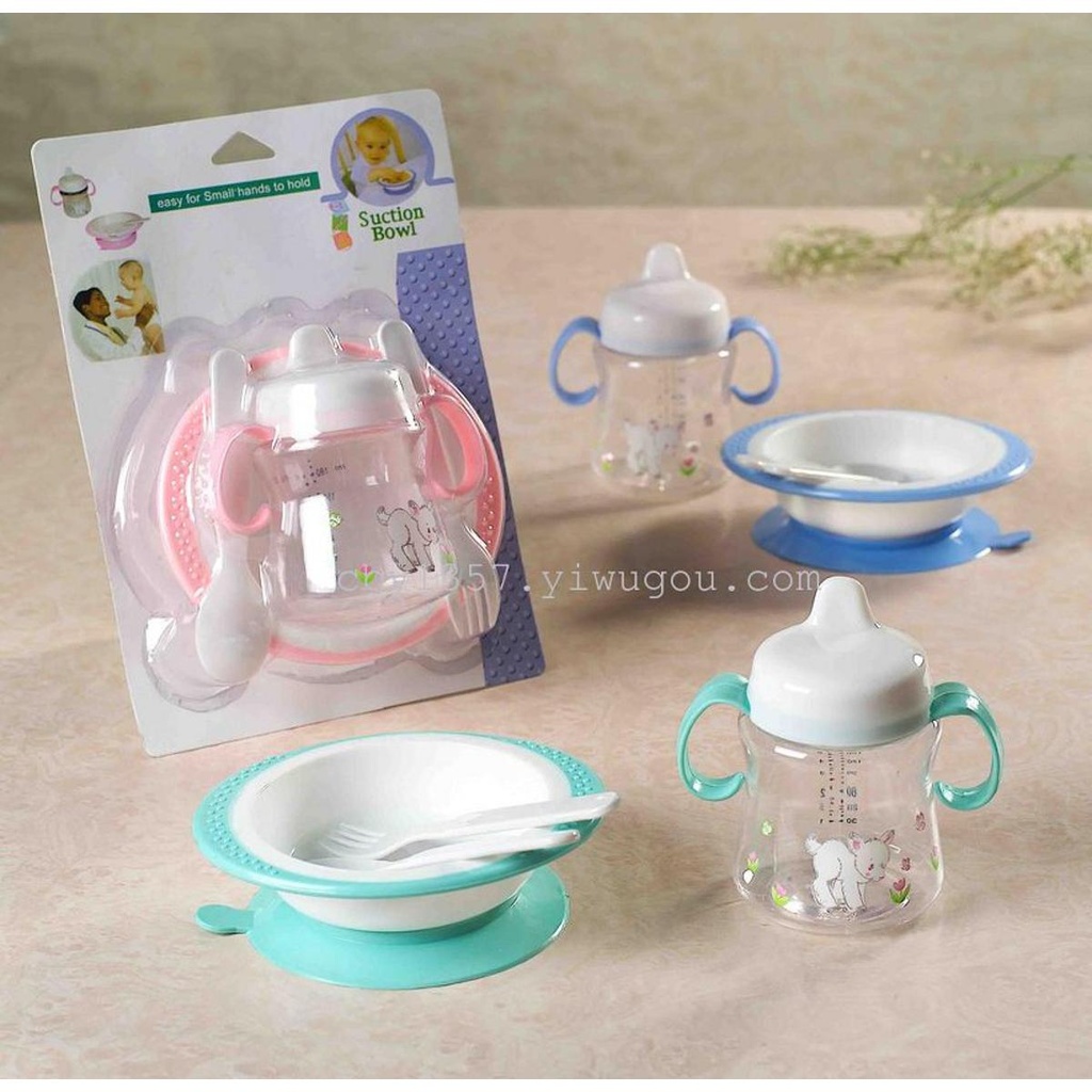 CHILDRENS TABLEWARE - Set de comida para bebe - CUBIERTOS + PLATO + BIBERON en mica