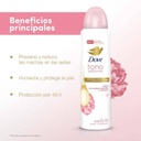 DOVE TONO UNIFORME - Aerosol antitranspirante - 1/4 CREMA HUMECTANTE 48H - TONO UNIFORME - ROSAS CON ACEITES ESENCIALES Y VITAMINA E x 87 g / 150 mL