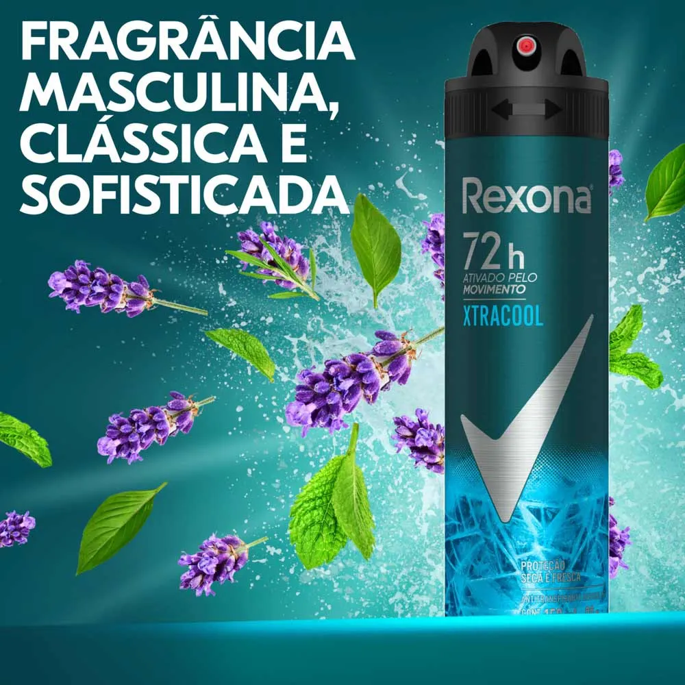 REXONA - Aerosol antitranspirante ACTIVADO POR EL MOVIMIENTO - XTRACOOL 72 h x 89 g / 150 mL