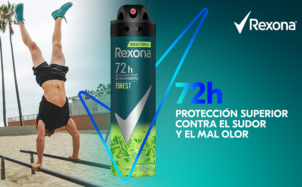 REXONA - Aerosol antitranspirante ACTIVADO POR EL MOVIMIENTO - FOREST 72 h x 89 g / 150 mL