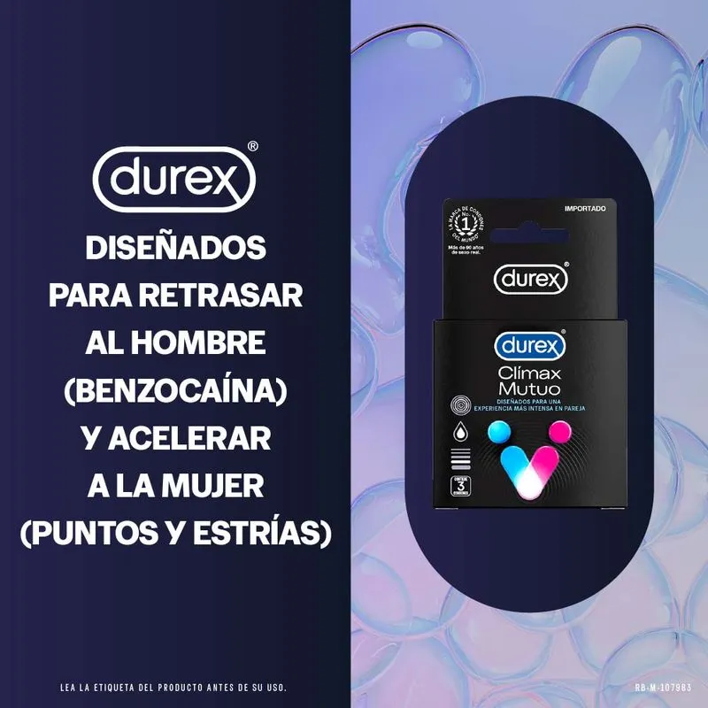 DUREX - Condones de latex lubricados x 3 unidades