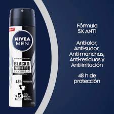 NIVEA MEN - Aerosol antitranspirante BLACK &amp; WHITE INVISIBLE - ORIGINAL - 48h PROTECCION - x5 ANTI x 91 g / 150 mL