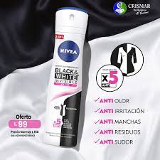 NIVEA - Aerosol antitranspirante BLACK &amp; WHITE INVISIBLE CLEAR X5 ANTI 48h - 48h x 89 g / 150 mL