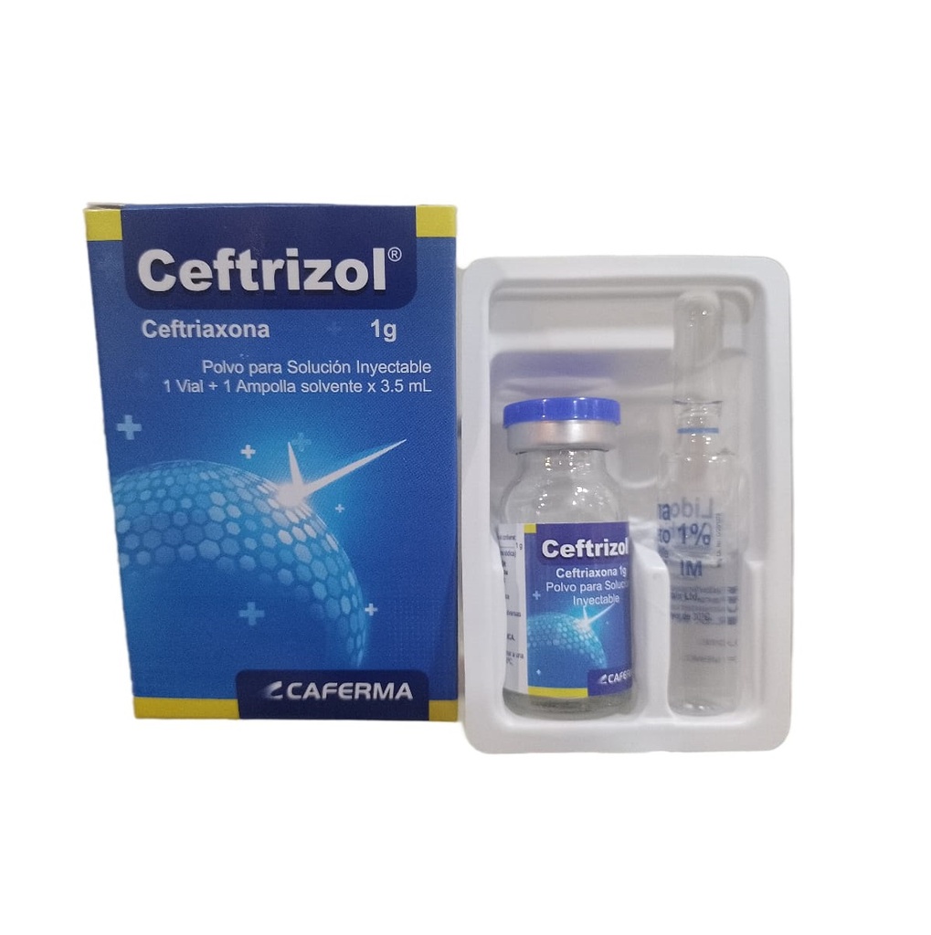 CEFTRIZOL - Polvo para solucion inyectable - 1 vial + 1 ampolla solvente x 3.5 mL via I.M. - 1 g