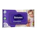 BABYSEC PREMIUM - Toallitas humedas de tela flexible CON ALOE VERA Y VITAMINAS E - 0% ALCOHOL x 45 unidades