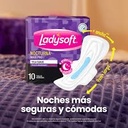 LADYSOFT - Toallas femeninas LADYSOFT - NOCTURNA MAXI PRO - TELA SUAVE - FLUJO ABUNDANTE x 10 unidades