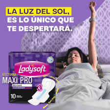 LADYSOFT - Toallas femeninas LADYSOFT - NOCTURNA MAXI PRO - TELA SUAVE - FLUJO ABUNDANTE x 10 unidades