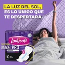 LADYSOFT - Toallas femeninas LADYSOFT - NOCTURNA MAXI PRO - TELA SUAVE - FLUJO ABUNDANTE x 10 unidades