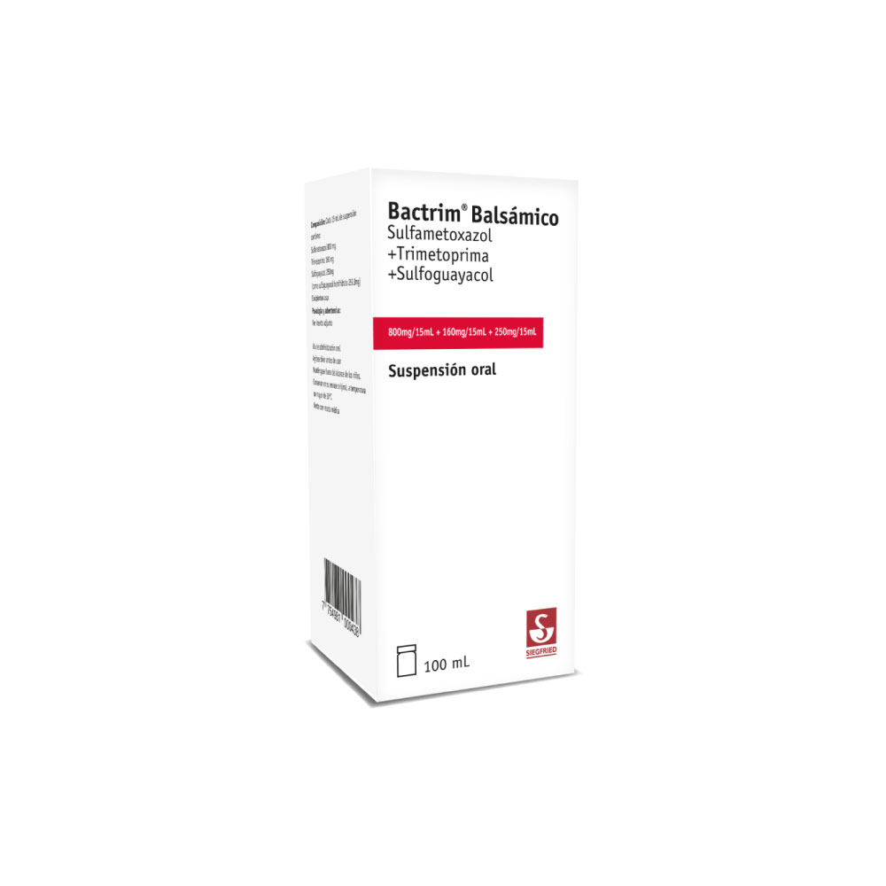 BACTRIM BALSAMICO - Suspension oral x 100 mL - 800 mg + 160 mg + 250 mg / 15 mL