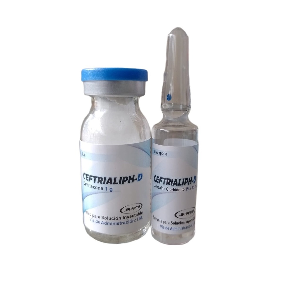 CEFTRIALIPH - D - Solucion inyectable ampolla - polvo + disolvente via I.M. - 1 g