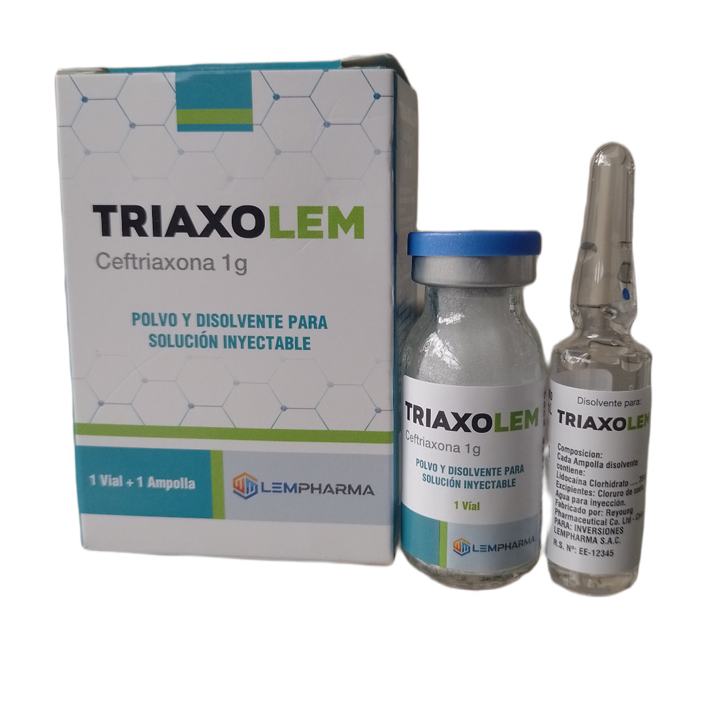 TRIAXOLEM - Polvo y disolvente para solucion inyectable - 1 vial + 1 ampolla solvente x 3.5 mL via I.M. - 1 g