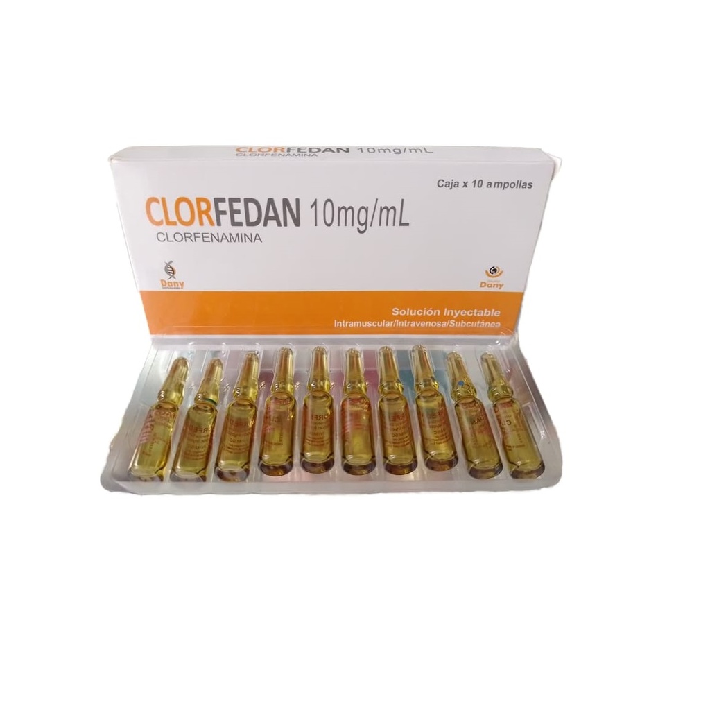 CLORFEDAN - Solucion inyectable ampolla x 1 mL via I.M. - I.V. - S.C. caja x 10 - 10 mg / mL